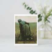 Peasant Woman Digging, Vincent van Gogh Briefkaart (Staand voorkant)