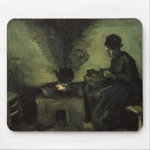 Peasant Woman door Fireplace door Vincent van Gogh Muismat