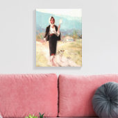 Peasant Woman met Distaff van Nicolae Grigorescu Canvas Afdruk (Insitu (Woonkamer))