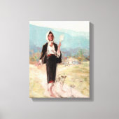 Peasant Woman met Distaff van Nicolae Grigorescu Canvas Afdruk (Voorkant)