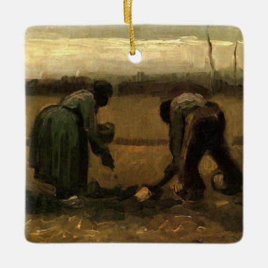 Peasant Woman Planting Potato door Vincent van Gog Keramisch Ornament (Voorkant)