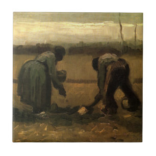 Peasant Woman Planting Potato door Vincent van Gog Tegeltje