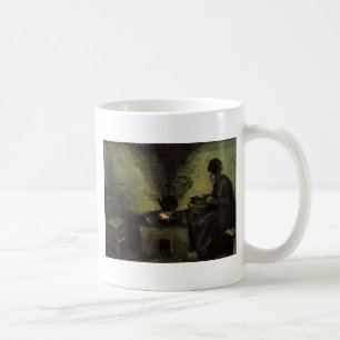 Peasante vrouw door de haard Vincent van Gogh Koffiemok