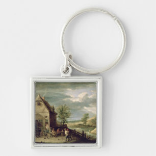 Peasants die Boules spelen Sleutelhanger