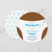 Peau Brown et couche bleue | Invitation baby showe (Devant / Derrière)