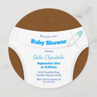 Peau Brown et couche bleue | Invitation baby showe