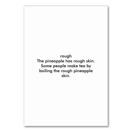 Peau d'ananas rugueuse, cartes de lecture adjectiv (Dos)