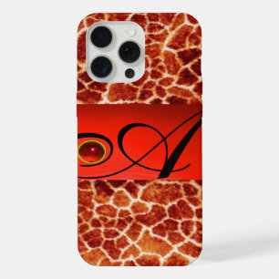 PEAU DE GIRAFE IMPRIMÉE MONOGRAMME GEMME RUBIS ROU