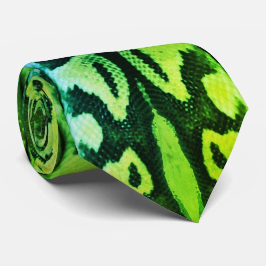 Peau de serpent vert acide Imprimer Cravate de fêt (Roulé)