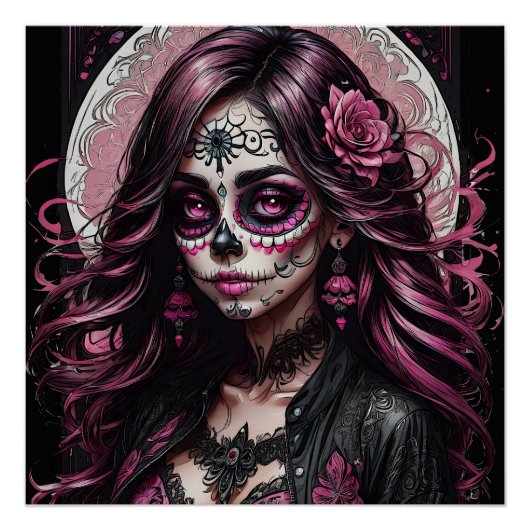 Peau de sucre rose coloré no p3 Poster brillant (Devant)