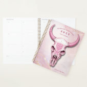 Peau de vache rose et or Planner personnel (Devant avec enveloppe)