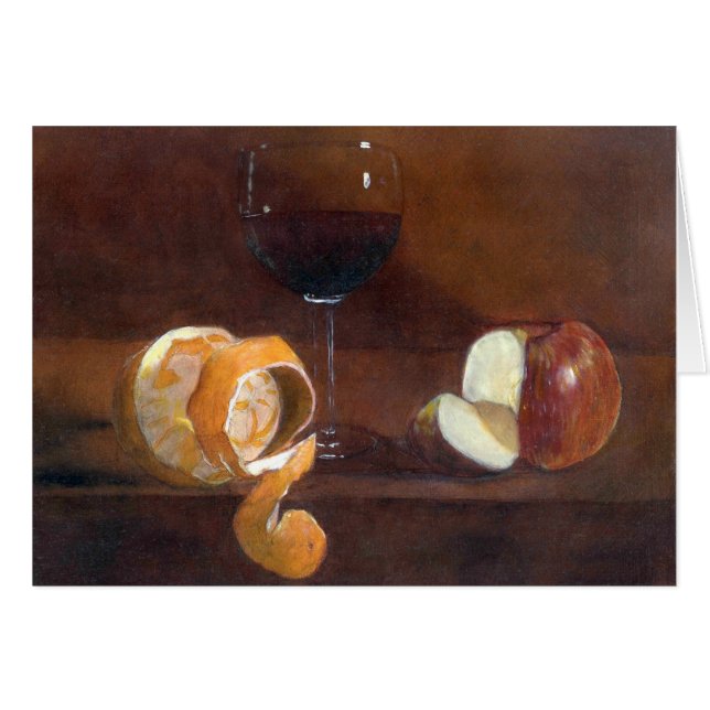 Peau d'orange, Apple et un verre de vin rouge (Devant horizontal)
