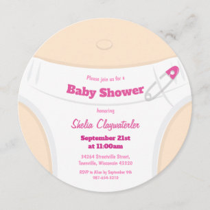 Peau légère et couche rose Invitation baby showe