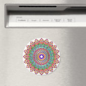 Peau rose colorée Mandala Boho Circle Magnet (In Situ (Lave-vaisselle))