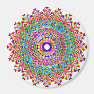 Peau rose colorée Mandala Boho Circle Magnet