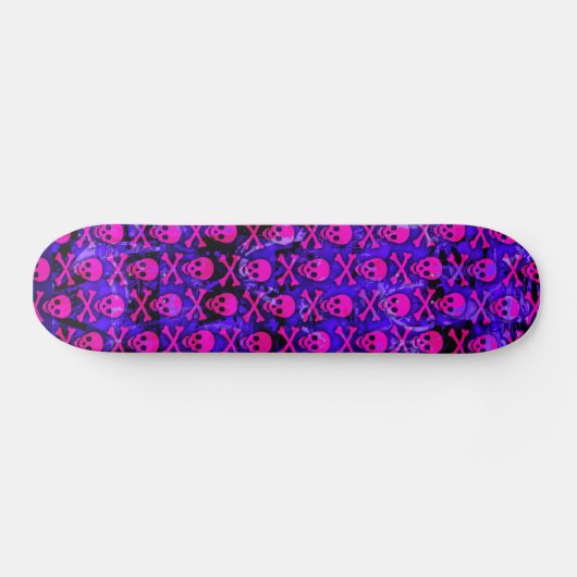 Peau rose et violet Skulls Skateboard Deck (Horz)