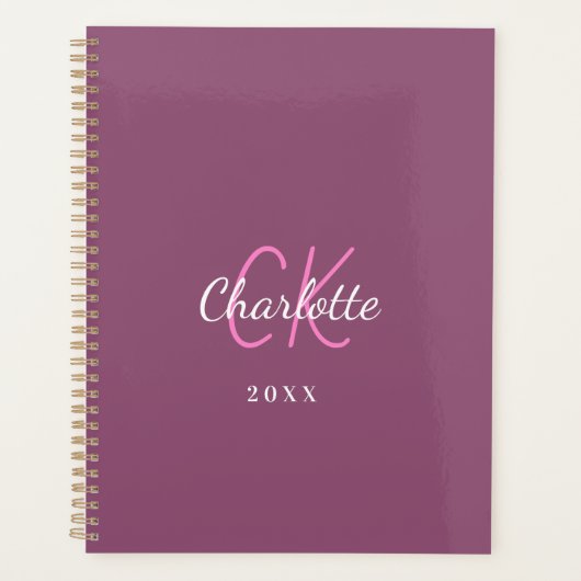 Peau violet rose monogramme initiales nom 2026 (Devant)