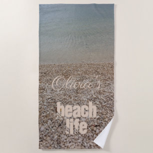 Pebble Beach Life Photography Ocean Voeg tekst toe Strandlaken