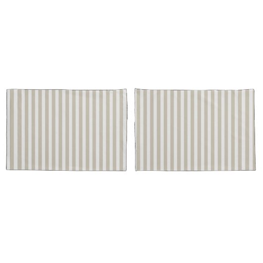 Pebble Brown and White Striped Coastal Kussensloop (Achterkant-Set)