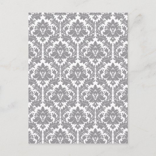 Pebble Gray Damask Pattern Briefkaart (Voorkant)