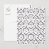 Pebble Gray Damask Pattern Briefkaart (Voorkant / Achterkant)