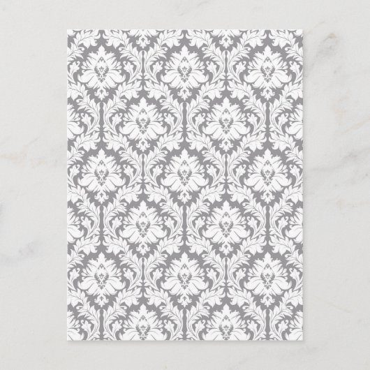Pebble Gray Damask Pattern Briefkaart (Voorkant)