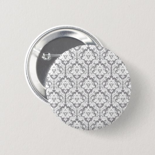 Pebble Gray Damask Pattern Ronde Button 5,7 Cm (Voorkant /achterkant)