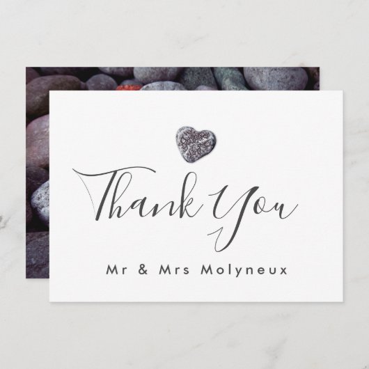 Pebble Heart Discovery Bruiloft Dank u Bedankkaart (Voorkant / Achterkant)