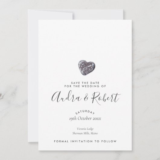 Pebble Heart Discovery Save the Date (Devant)