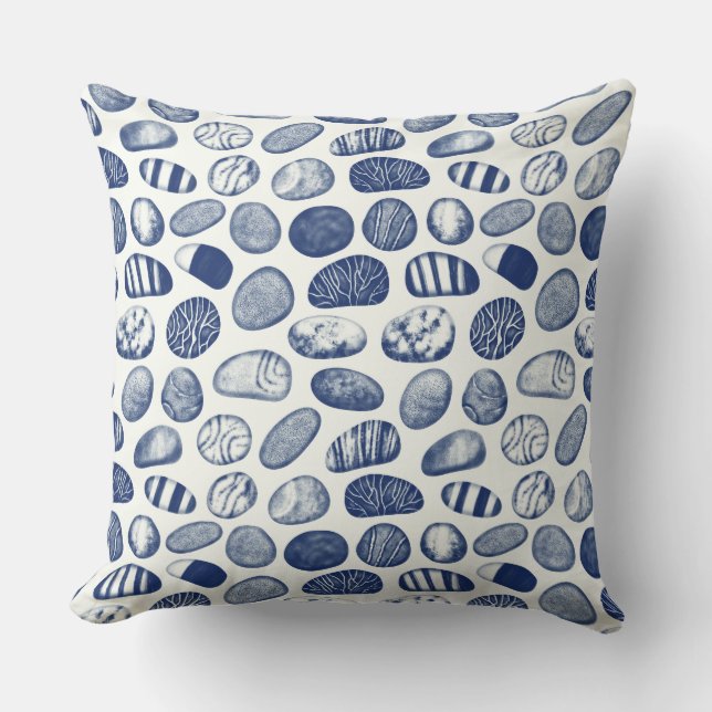 Pebble Pattern - Cyanotype Effect Kussen (Voorkant)