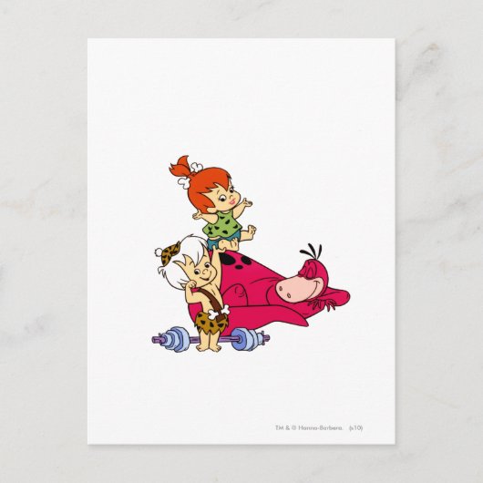 PEBBLES™ en Bam Bam en Dino Playtime Briefkaart (Voorkant)