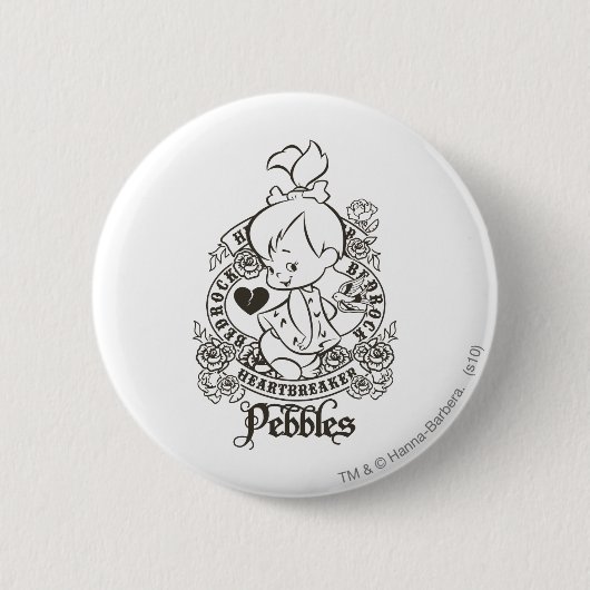 PEBBLES™ Heartbreaker B&W Ronde Button 5,7 Cm (Voorkant)