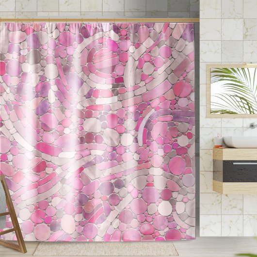 Pebbles Mosaic Art - Roos Blush Pink Douchegordijn