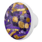 Pebbles Mozaïek Kunst - Amethist en Goud Keramische Knop (Rechts)