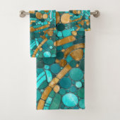 Pebbles Mozaïek Kunst - Smaragd en Goud Bad Handdoek (Insitu)