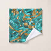 Pebbles Mozaïek Kunst - Smaragd en Goud Bad Handdoek (Wasdoekje)