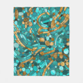 Pebbles Mozaïek Kunst - Smaragd en Goud Fleece Deken (Voorkant)