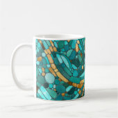 Pebbles Mozaïek Kunst - Smaragd en Goud Koffiemok (Links)