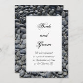 Pebbles noirs lisses Faire-part de mariage (Devant / Derrière)