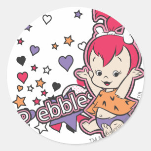 PEBBLES™ Paars hart Ronde Sticker