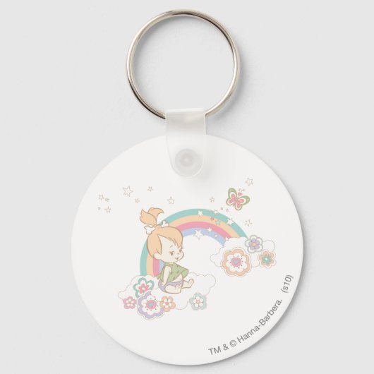 PEBBLES™ Rainbow- en Bloerwolken Sleutelhanger (Voorkant)