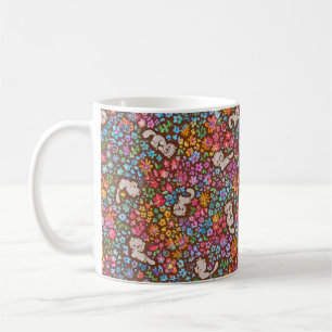 Pebble's Whimsical Garden Grijze Kat & Fel Bloemen Koffiemok