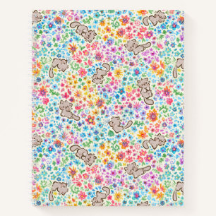 Pebble's Whimsical Garden Grijze Kat & Helder Bloe Notitieboek