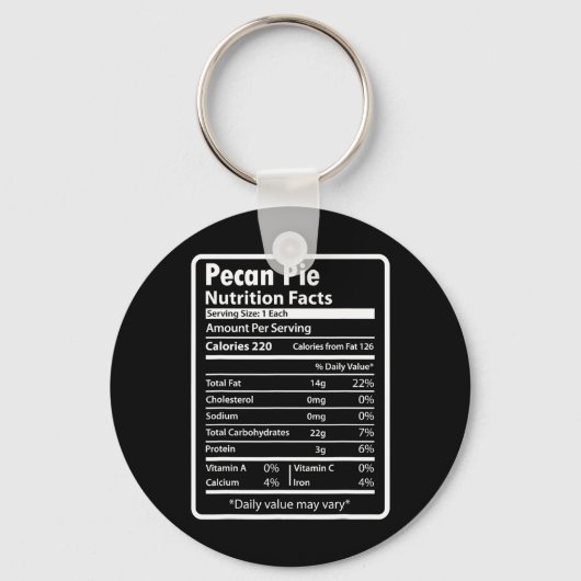 Pecan Pie Funny Nutrition Facts For Thanksgiving C Sleutelhanger (Voorkant)
