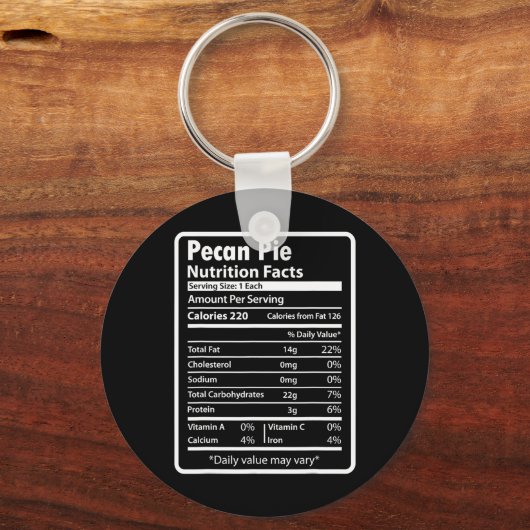 Pecan Pie Funny Nutrition Facts For Thanksgiving C Sleutelhanger (Voorkant)