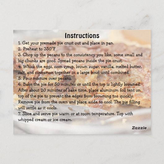 Pecan Pie Recette Carte (Dos)