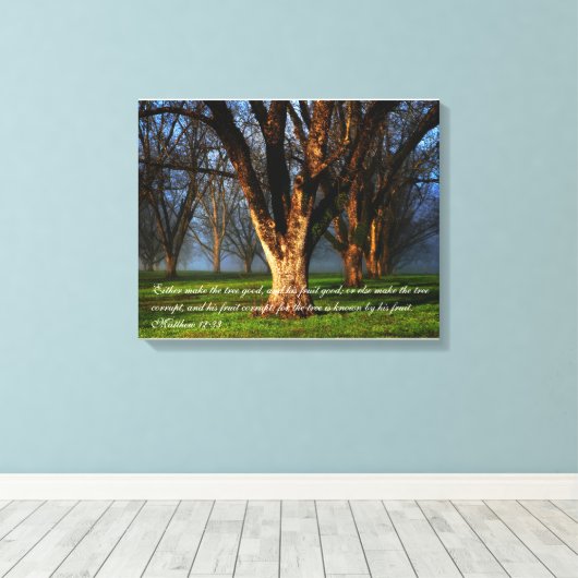 Pecanboomgaard - Matteüs 12:33 Canvas Afdruk (Insitu (Houten vloer))