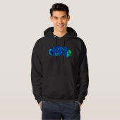 Pêche146 sweat - shirt à capuche vert et bleu. (Devant entier)