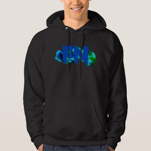 Pêche146 sweat - shirt à capuche vert et bleu. (Devant)