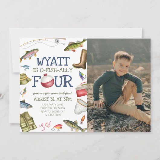 Pêche 4e anniversaire Invitation photo (Devant)
